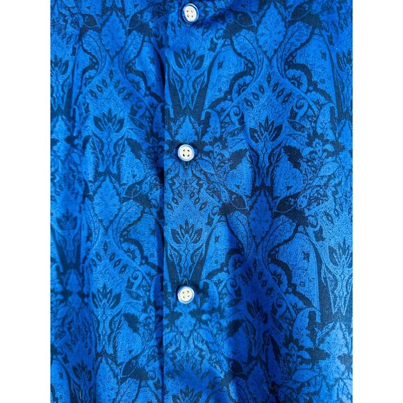 Robert Graham Highland Stretch Mens Jacquard Bright Blue Long-Sleeve Button-Up S - Picture 6 of 13